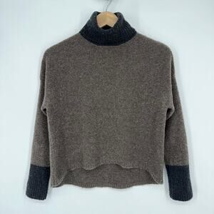 Eleventy Boiled Wool Blend Color Block Turtleneck Sweater